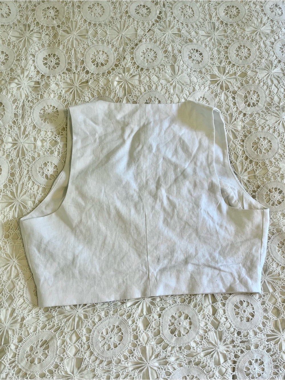 Christian Seriano white linen button-up vest top - Picture 2 of 7